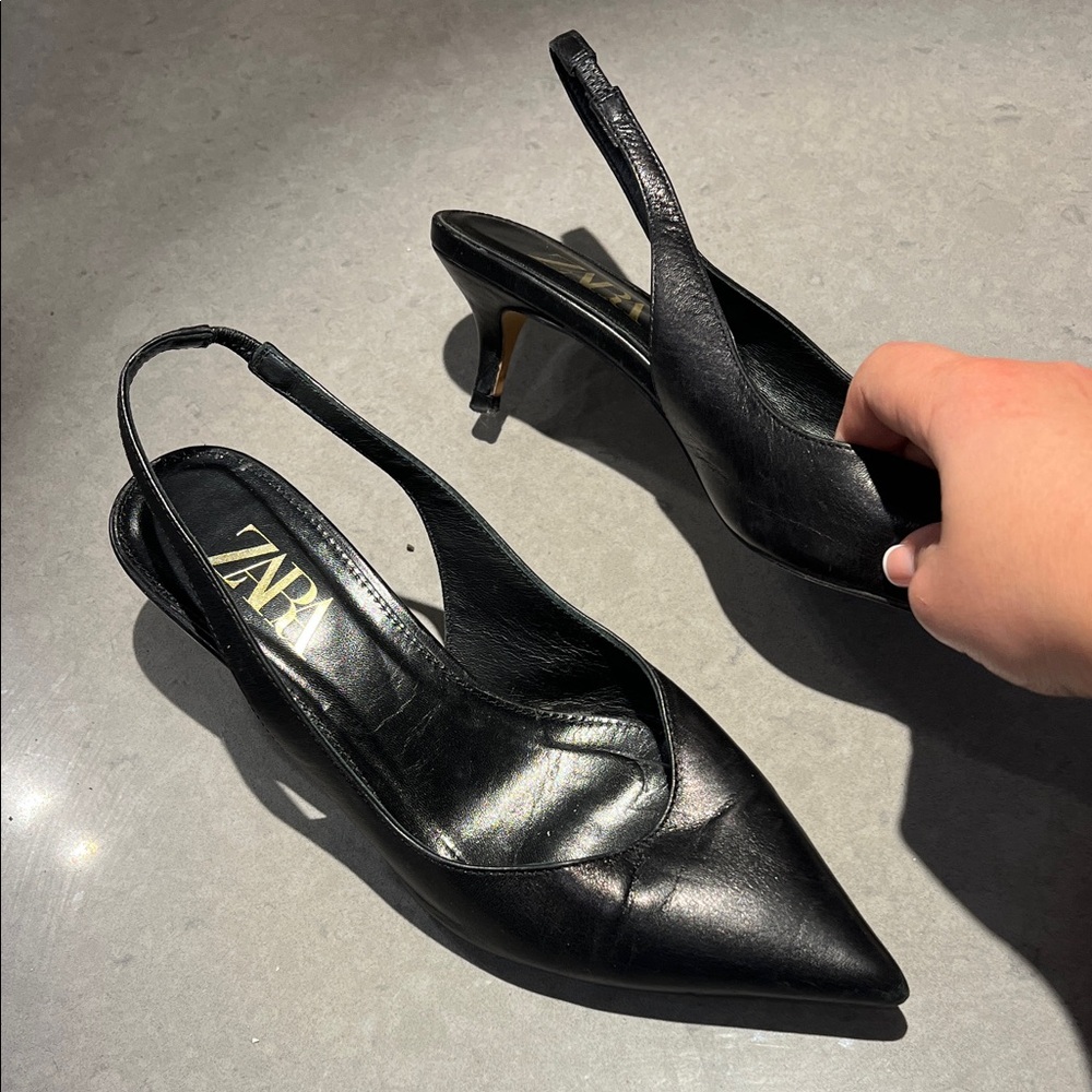 Zara Elegant Black Slingback Heels